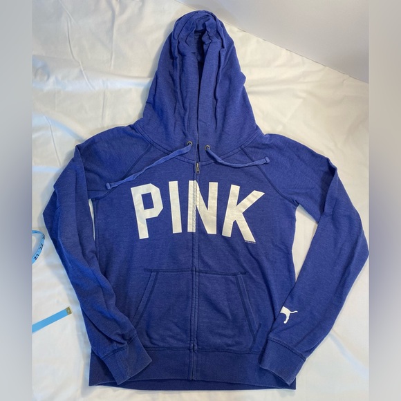 - PINK Victorias Secret blue zip up hoodie  medium - Picture 2 of 9